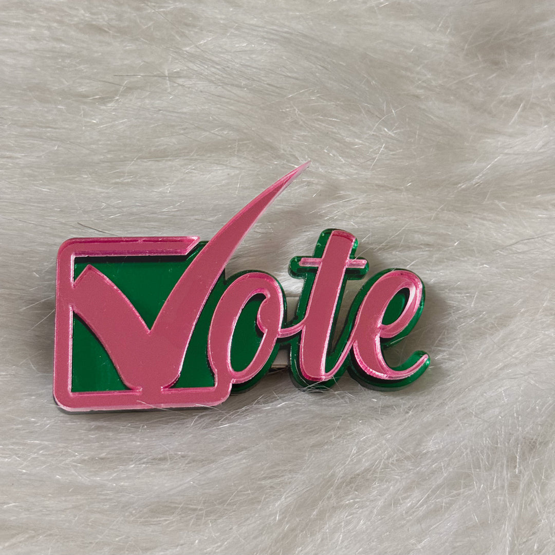 Double Mirror Pink and Green Vote PIn