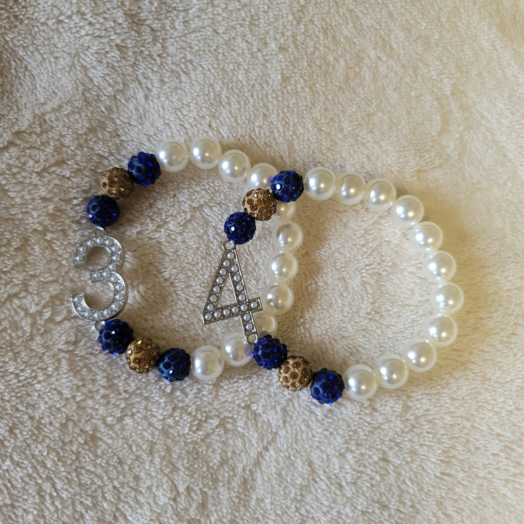 Blue and Gold Line Number Bracelet
