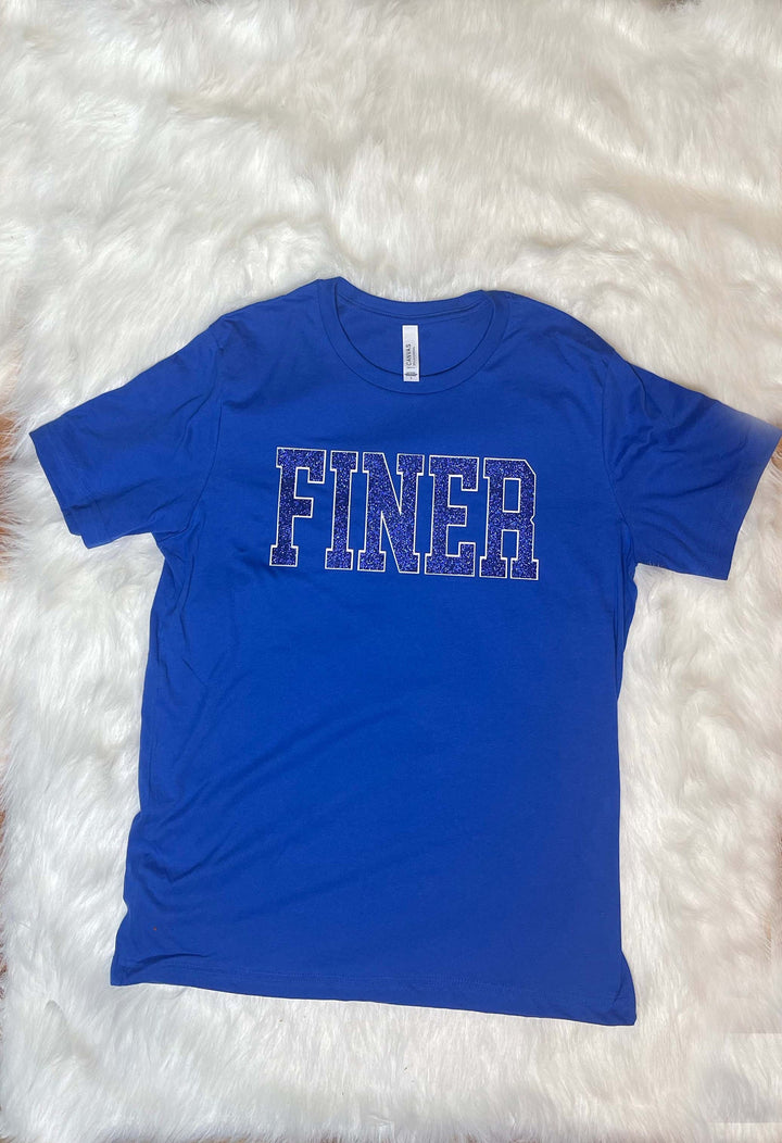 Finer Chapter Shirt | Blue and White glitter Finer Short-Sleeve