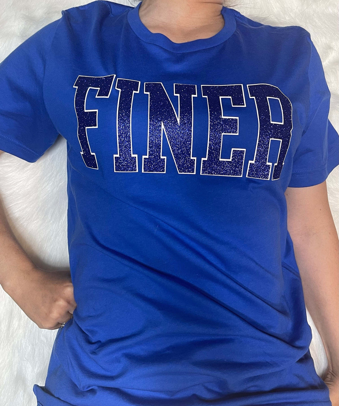 Finer Chapter Shirt | Blue and White glitter Finer Short-Sleeve