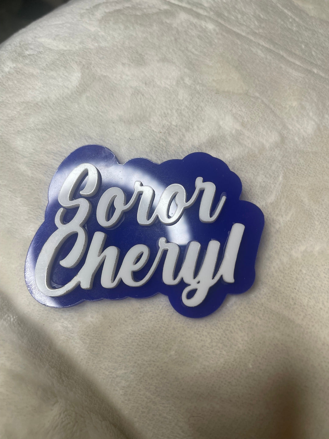 Soror Pin | Custom Name Badge | Sorority Pin | Royal Blue and Pure White Sorority Pin | Zeta Phi Beta Gift