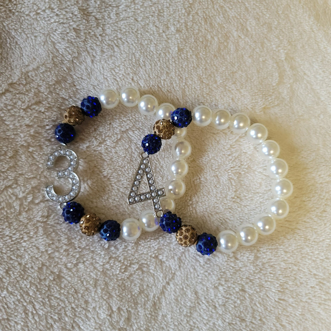 Sigma Gamma Rho | Blue and Gold Line Number Bracelet
