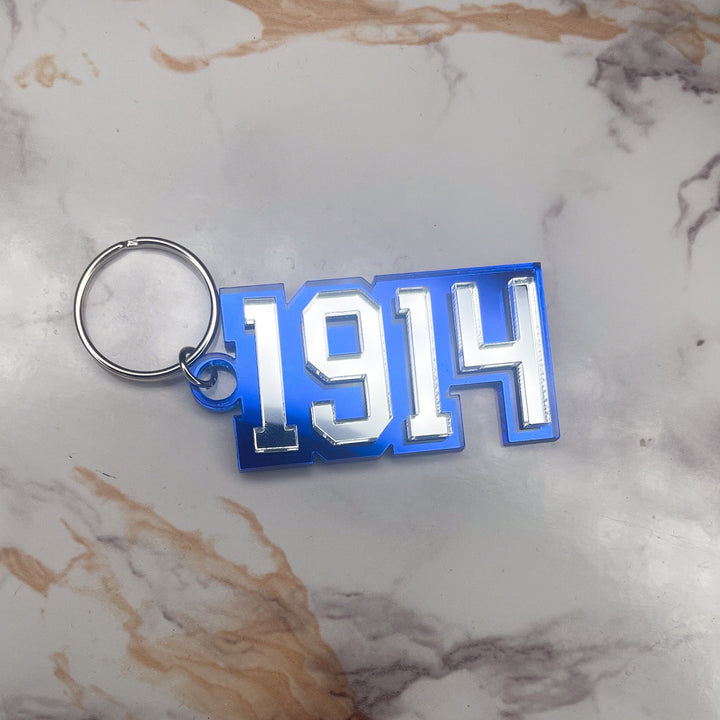 1914 Keychain | Blue and White Keychain | Royal Blue and Pure White Fraternity Charm | Phi Beta Sigma Gift