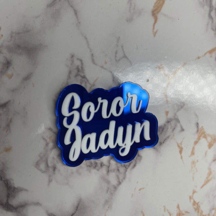 Soror Pin | Custom Name Badge | Sorority Pin | Royal Blue and Pure White Sorority Pin | Zeta Phi Beta Gift