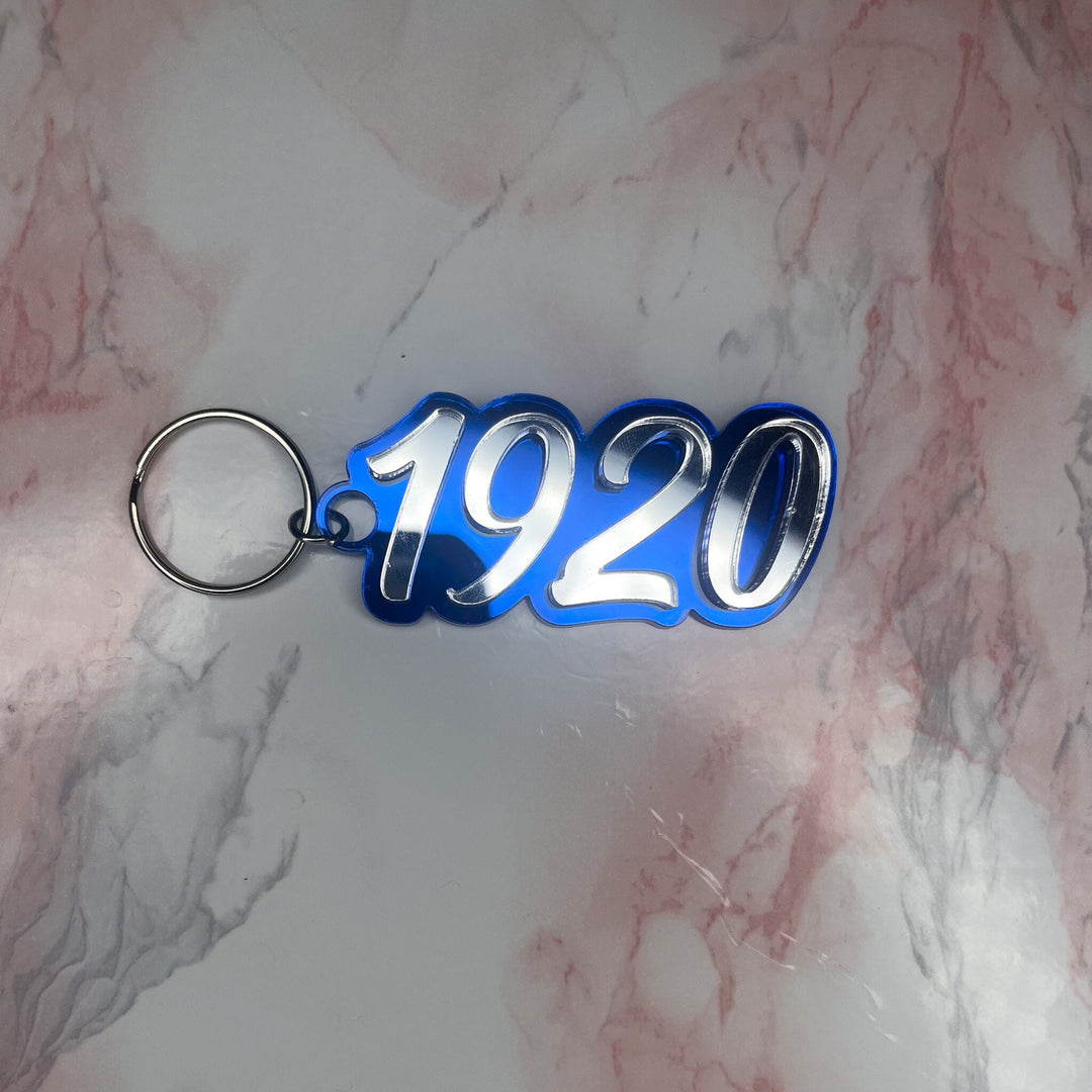 1920 Keychain | Blue and White Keychain | Royal Blue and Pure White Sorority Charm | Zeta Phi Beta Gift