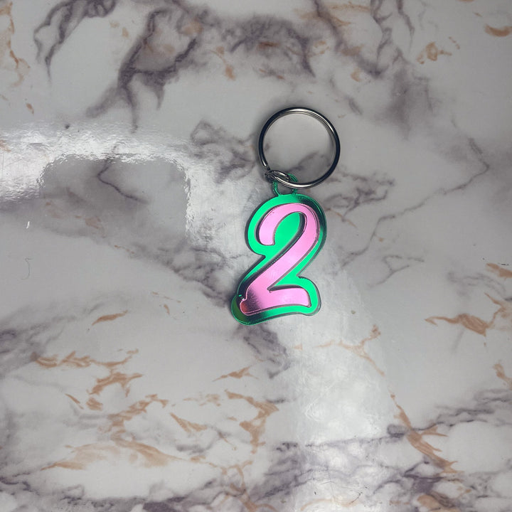 Line Number Keychain | Pink and Green Keychain | Sorority Keychain | Personalized Line Number