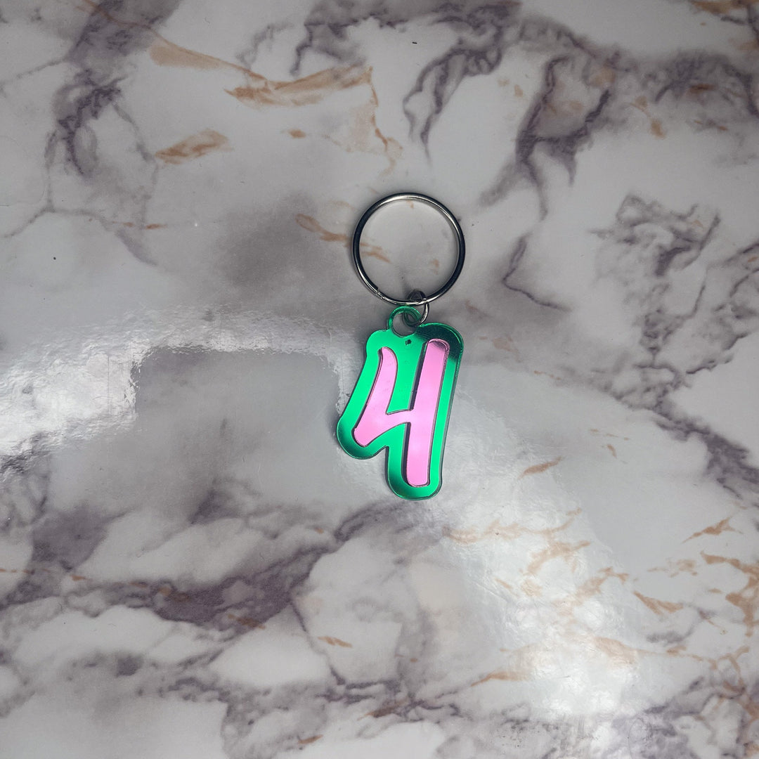 Line Number Keychain | Pink and Green Keychain | Sorority Keychain | Personalized Line Number