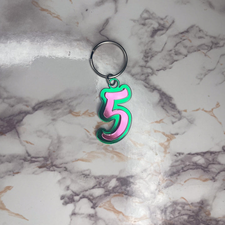 Line Number Keychain | Pink and Green Keychain | Sorority Keychain | Personalized Line Number