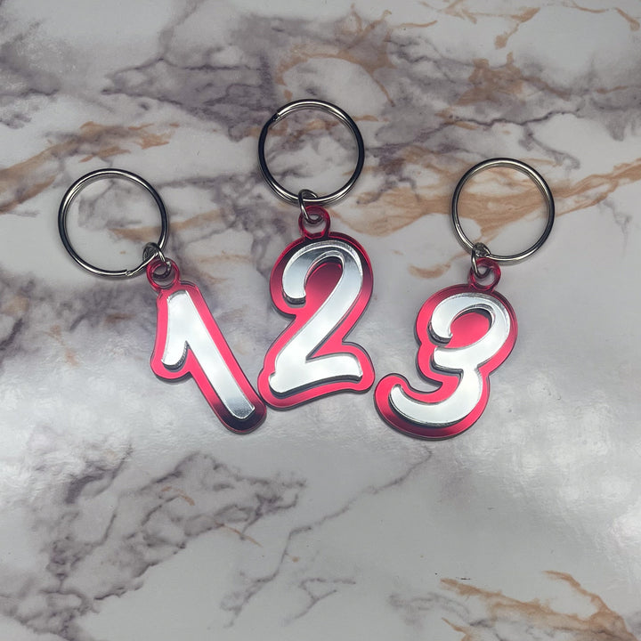 Line Number Keychain | Crimson and Cream Keychain | Sorority Keychain | Personalized Line Number | Red and White