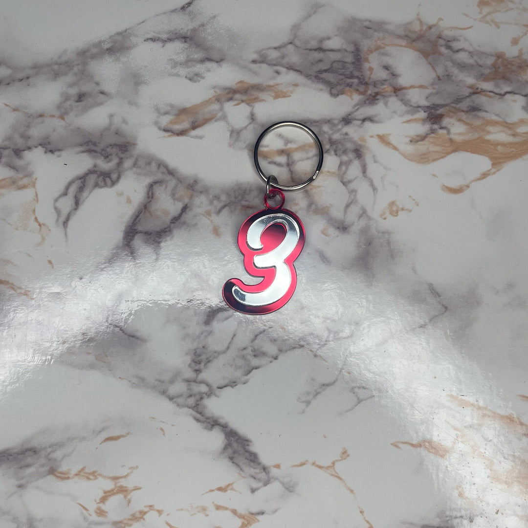 Line Number Keychain | Crimson and Cream Keychain | Sorority Keychain | Personalized Line Number | Red and White