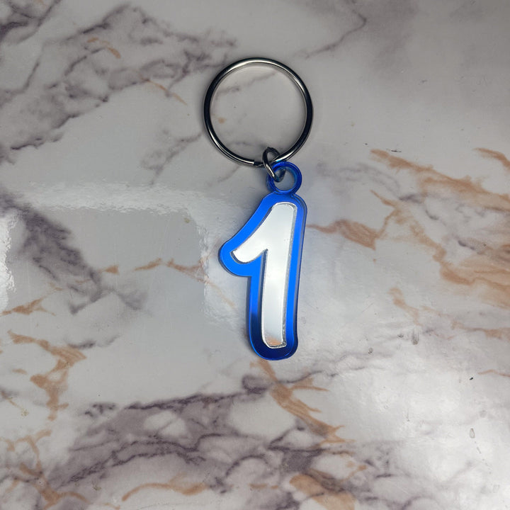 Line Number Keychain | Blue and White Keychain | Sorority Keychain | Personalized Line Number | Blue and White