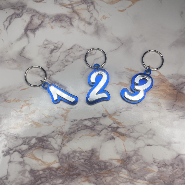 Line Number Keychain | Blue and White Keychain | Sorority Keychain | Personalized Line Number | Blue and White