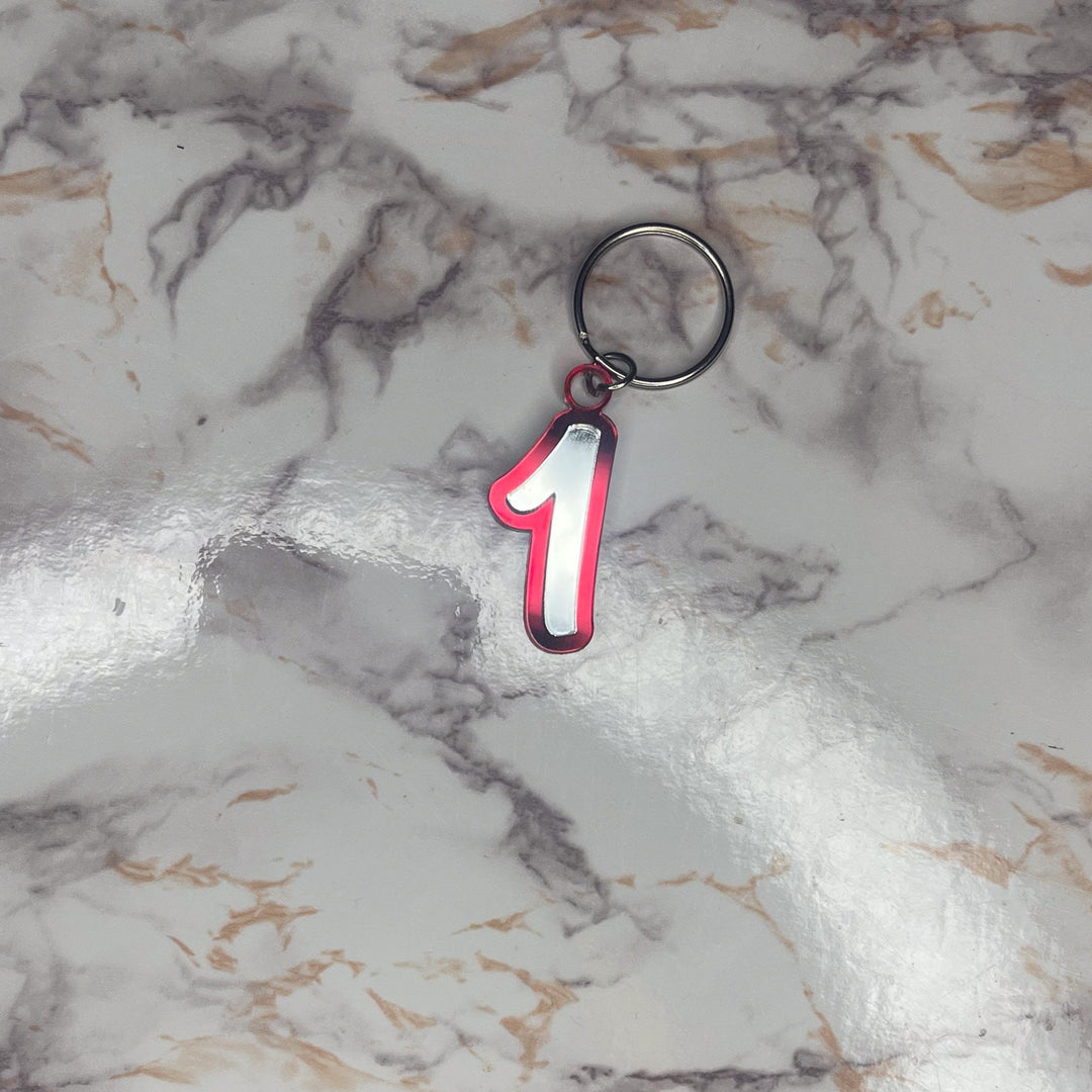 Line Number Keychain | Crimson and Cream Keychain | Sorority Keychain | Personalized Line Number | Red and White