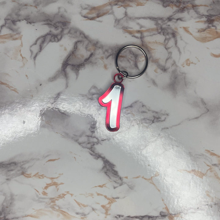 Line Number Keychain | Crimson and Cream Keychain | Sorority Keychain | Personalized Line Number | Red and White