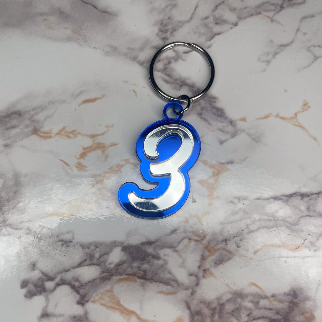 Line Number Keychain | Blue and White Keychain | Sorority Keychain | Personalized Line Number | Blue and White