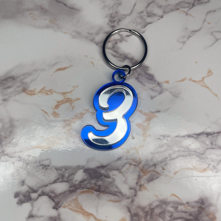 Line Number Keychain | Blue and White Keychain | Sorority Keychain | Personalized Line Number | Blue and White