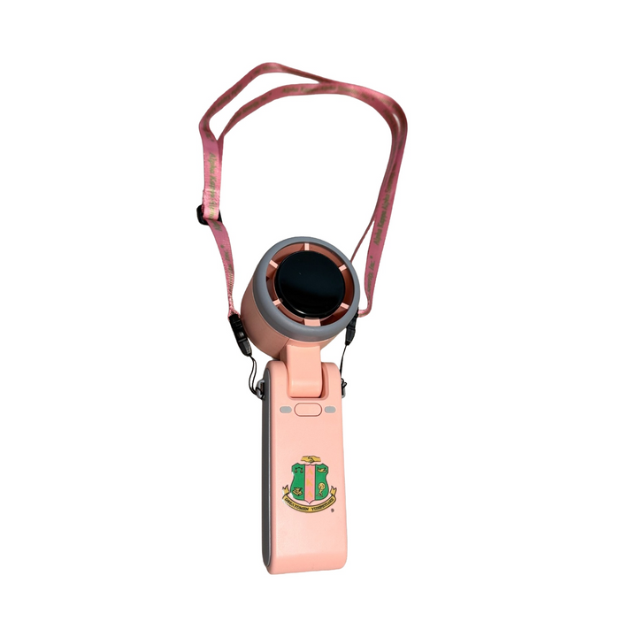 AKA High-Powered Foldable Handheld Fan with Lanyard – Pink